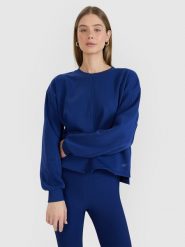 4F Bluza dresowa oversize nierozpinana bez kaptura damska - granatowa M. Niebieskie bluzy bez kaptura 4f, m, bez wzorów, z bawełny, bez kaptura. W wyprzedaży za 79.99 zł.