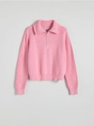 Sweter z wiskozą - pastelowy róż. Czerwone swetry Reserved, l, bez wzorów, z dzianiny, bez ramiączek. W wyprzedaży za 89.99 zł.