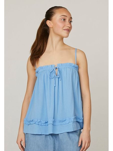 SisterS point Top w kolorze błękitnym rozmiar: M. Niebieskie topy Sisters Point, m, bez wzorów, z wiskozy, bez kołnierzyka, bez ramiączek. Za 48.39 zł.