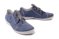 RIEKER 52520-14 blue, półbuty damskie. Niebieskie półbuty wsuwane Rieker, bez wzorów, bez obcasa. Za 289.90 zł.