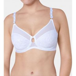 Biustonosz "Wild Rose Florale" w kolorze białym. Białe biustonosze Triumph & Sloggi, bez wzorów, z koronki. W wyprzedaży za 141.95 zł.