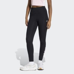 Legginsy fitness damskie ADIDAS. Czarne legginsy adidas, bez wzorów, z materiału, sportowe. Za 129.99 zł.