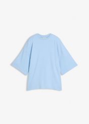 T-shirt oversize z asymetrycznym dołem, z czystej bawełny organicznej. Niebieskie t-shirty bonprix, bez wzorów, z bawełny, z asymetrycznym kołnierzem, bez ramiączek. Za 37.99 zł.