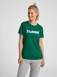 Koszulka sportowa z krótkim rękawem damska Hummel Cotton Logo. Żółte t-shirty sportowe Hummel, s, bez wzorów, z bawełny, bez ramiączek, do piłki nożnej. Za 107.50 zł.