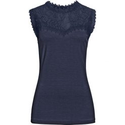 Top z koronką. Czarne topy bonprix, bez wzorów, z koronki, bez kołnierzyka, bez ramiączek. Za 94.99 zł.