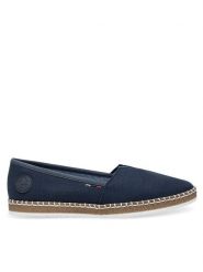 Rieker Espadryle M2278-14 Granatowy. Niebieskie espadryle Rieker, bez wzorów, z materiału, bez obcasa. Za 269.99 zł.