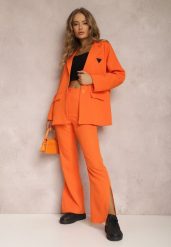 Pomarańczowe Spodnie Dzwony Evissa. Brązowe jeansy Renee, m, bez wzorów, z jeansu, eleganckie, długie. W wyprzedaży za 56.99 zł.