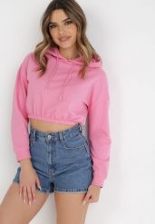 Różowa Bluza Chlororeia. Czerwone bluzy Born2be, l, bez wzorów, z dzianiny, casualowe, bez ramiączek, z kapturem. W wyprzedaży za 38.24 zł.