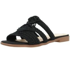Sandały MTNG 51942M Czarny. Czarne sandały mtng, bez wzorów, z tkaniny, bez obcasa, bez zapięcia. Za 152.99 zł.