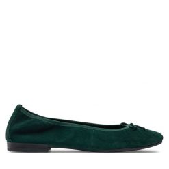Baleriny Tamaris. Zielone baleriny Tamaris, bez wzorów, bez obcasa, bez zapięcia. Za 199.99 zł.