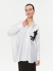 Dixie Koszula CEIQPID Biały Regular Fit. Białe koszule Dixie, m, bez wzorów, z bawełny, bez kołnierzyka, bez ramiączek. Za 349.99 zł.