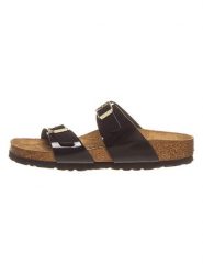 Birkenstock Klapki "Sydney" w kolorze czarnym rozmiar: 37. Czarne klapki Birkenstock, bez wzorów, klasyczne, z otwartym noskiem, bez obcasa, bez zapięcia. Za 139.87 zł.