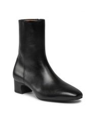 Balagan Botki Stav Czarny. Czarne botki BALAGAN, bez wzorów, ze skóry, bez obcasa, na słupku, bez zapięcia. Za 579.99 zł.