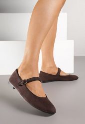 Brązowe Balerinki Vices z Paskiem i Skórzaną Wkładką Nalirise. Brązowe baleriny Born2be, bez wzorów, z jeansu, eleganckie, bez obcasa, bez zapięcia. Za 54.99 zł.