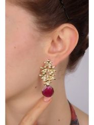 Pierres delicates Pozłacane kolczyki-wkrętki z agatami rozmiar: onesize. Żółte kolczyki Pierres delicates, z agatem, pozłacane. Za 100.52 zł.