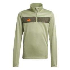 Bluza sportowa Adidas Tiro 25 Essentials junior zielona. Zielone bluzy bez kaptura adidas, bez wzorów, z materiału, bez kaptura. Za 170.15 zł.
