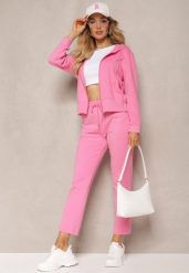 Różowy Komplet Dresowy Spodnie z Gumką w Pasie oraz Bluza z Kapturem na Suwak Starnie. Czerwone bluzy Renee, l, bez wzorów, z dresówki, eleganckie, bez ramiączek, z kapturem. W wyprzedaży za 67.99 zł.