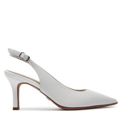 Sandały Tamaris. Białe sandały Tamaris, bez wzorów, bez obcasa, na słupku, bez zapięcia. Za 189.99 zł.