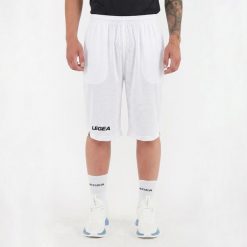 Białe oddychające szorty biegowe Cleveland. Białe szorty sportowe LEGEA, bez wzorów, z bawełny, do biegania. Za 84.00 zł.
