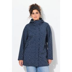 Damskie Długa kurtka softshell wodoodporna wzór z kroplami deszczu kaptur. Niebieskie kurtki przejściowe sportowe Ulla Popken, plus size, bez wzorów, z elastanu, bez kaptura, trekkingowe. Za 584.99 zł.