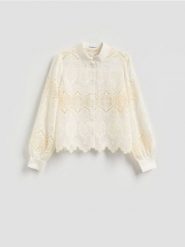 Koszula z lyocellem - złamana biel. Koszule Reserved, l, bez wzorów, z lyocellu, bez kołnierzyka, bez ramiączek. Za 159.99 zł.