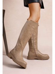 Foreverfolie Kozaki w kolorze khaki rozmiar: 37. Brązowe kozaki Foreverfolie, na zimę, bez wzorów, bez obcasa, bez zapięcia. Za 173.99 zł.