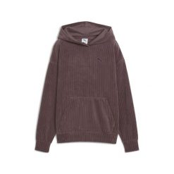 Damska bluza z kapturem Essentials Elevated Comfort Velour Rib PUMA. Fioletowe bluzy Puma, bez wzorów, sportowe, bez ramiączek, z kapturem. Za 249.00 zł.