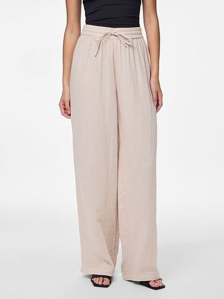 Pieces Spodnie "Sastina" w kolorze kremowym rozmiar: XL. Brązowe spodnie materiałowe Pieces, bez wzorów, z bawełny. Za 70.41 zł.