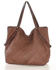 Shopperka pleciona MARCO MAZZINI brązowa v244b. Brązowe torebki klasyczne bez wzorów, ze skóry, vintage, duże, bez dodatków. Za 639.00 zł.
