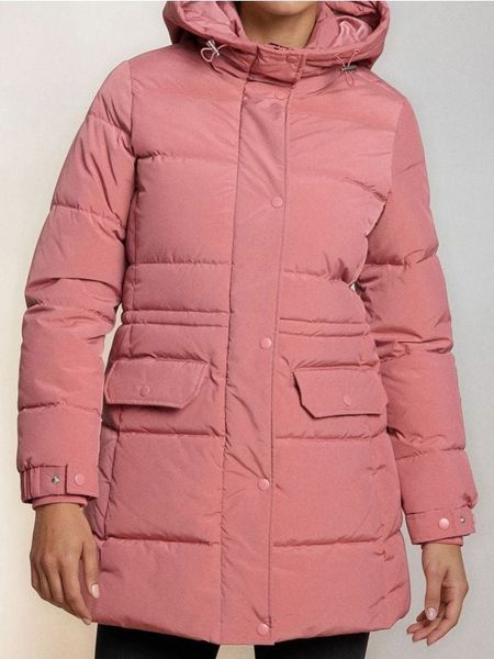 Pikowana kurtka puffer z kapturem - różowy. Czerwone kurtki Sinsay, l, bez wzorów, z kapturem. Za 129.99 zł.