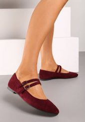Bordowe Balerinki z Kwadratowym Noskiem z Ozdobnymi Paseczkami Nailone. Czerwone baleriny Born2be, bez wzorów, eleganckie, z kwadratowym noskiem, bez obcasa, na płaskiej podeszwie, bez zapięcia. W wyprzedaży za 59.99 zł.