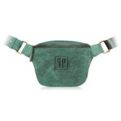 Saszetka skórzana nerka vintage PAOLO PERUZZI T-97 zielona. Zielone nerki i saszetki PAOLO PERUZZI, bez wzorów, z jeansu, klasyczne, małe, bez dodatków. Za 139.99 zł.