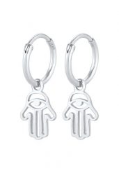 Elli Elli Kolczyki Damskie kreole Ręka Fatimay symbol ochrony w srebrze próby 925 Sterling Silver Kolczyki koła 1 ct. Brązowe kolczyki Elli, srebrne. Za 248.99 zł.
