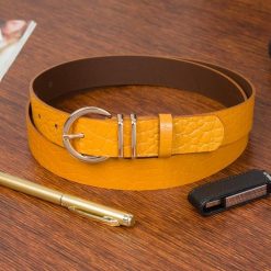 Pasek skórzany BELTIMORE r.85-100 cm E57 musztardowy. Żółte paski bez wzorów. Za 41.99 zł.