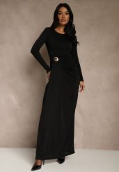 Czarna Marszczona Sukienka Koktajlowa Zdobiona Aplikacją w Talii Siweda. Czarne sukienki Renee, s, z aplikacjami, z futra, klasyczne, bez kołnierzyka, bez ramiączek, kopertowe. Za 149.99 zł.