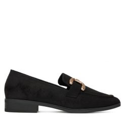 Mokasyny DeeZee. Czarne mokasyny DeeZee, bez wzorów. Za 129.99 zł.
