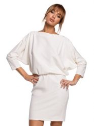 Made of emotion Sukienka w kolorze kremowym rozmiar: XXL/3XL. Brązowe sukienki Made Of Emotion, xl, bez wzorów, bez kołnierzyka, bez ramiączek, mini. Za 95.01 zł.