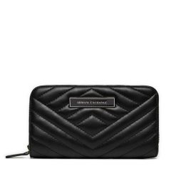Duży Portfel Damski Armani Exchange. Czarne portfele Armani Exchange, bez wzorów. Za 449.99 zł.