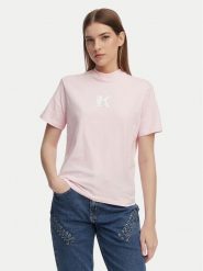 Karl Lagerfeld Jeans T-Shirt A1W17031 Różowy jasny Regular Fit. Czerwone t-shirty Karl Lagerfeld Jeans, l, bez wzorów, z bawełny, bez kołnierzyka, bez ramiączek. Za 206.99 zł.