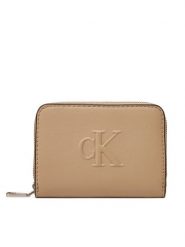 Calvin Klein Jeans Mały Portfel Damski Sculpted Med Zip Around Wallet LV04K1004G Beżowy. Brązowe portfele Calvin Klein Jeans, bez wzorów, z jeansu. Za 159.99 zł.