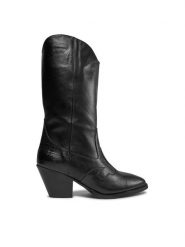 Bronx Kowbojki Western 47505-AL Czarny. Czarne kozaki Bronx, bez wzorów, ze skóry, bez obcasa, na słupku, bez zapięcia. Za 1,129.00 zł.