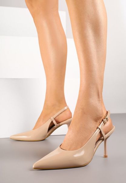 Ciemnobeżowe Lakierowane Sandały Vices na Szpilce Bez Pięty Tiavarelle. Brązowe sandały Born2be, bez wzorów, z jeansu, bez obcasa, na obcasie, bez zapięcia. Za 79.99 zł.