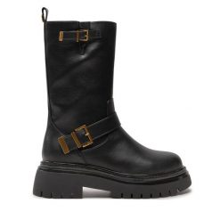 Botki TWINSET. Czarne botki Twinset, bez wzorów, bez obcasa, na płaskiej podeszwie, bez zapięcia. Za 669.99 zł.