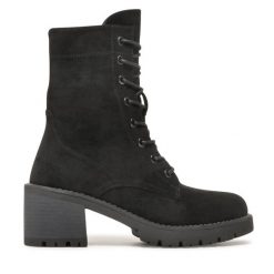 Botki JENNY. Czarne botki Jenny, bez wzorów, bez obcasa, na słupku, bez zapięcia. Za 119.99 zł.