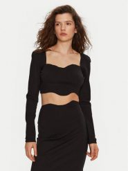 STAUD Bluzka Corde R24P1122PT Czarny Slim Fit. Czarne bluzki STAUD, s, bez wzorów, z wiskozy, bez kołnierzyka, bez ramiączek. Za 509.99 zł.