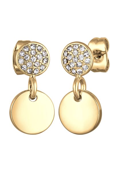 Elli Damskie Kolczyki Płytka Zawieszka Okrągła Elegancka Srebrna z Kryształami 1 ct. Szare kolczyki Elli, z kryształem, srebrne. Za 105.99 zł.