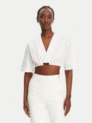 Elisabetta Franchi Bluzka CA12452E2 100 Biały Regular Fit. Białe bluzki Elisabetta Franchi, bez wzorów, z wiskozy, bez kołnierzyka, bez ramiączek. Za 1,119.00 zł.
