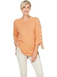 Heine Sweter w kolorze brzoskwiniowym rozmiar: 36. Pomarańczowe swetry Heine, bez wzorów, z bawełny, biznesowe, bez ramiączek. Za 57.06 zł.