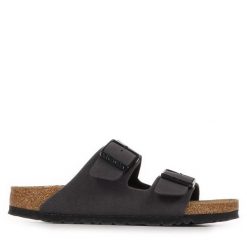 Sandały Birkenstock Arizona Birkibuc Dorosłych. Szare sandały Birkenstock, bez wzorów, z materiału, bez obcasa, bez zapięcia. Za 422.96 zł.
