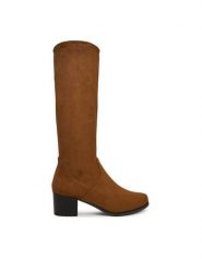 Caprice Kozaki 9-25506-41 Brązowy. Brązowe kozaki Caprice, bez wzorów, z materiału, bez obcasa, na słupku, bez zapięcia. Za 379.99 zł.